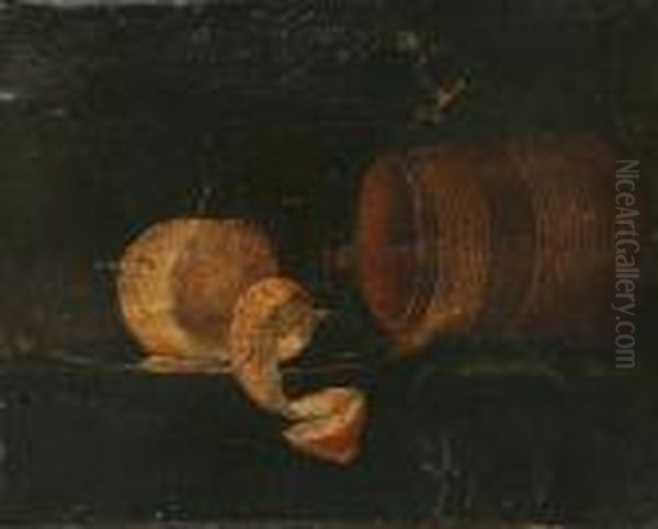 Still Life With Peeled Lemon, Wine Glass And Over-turned Tankard - view 1