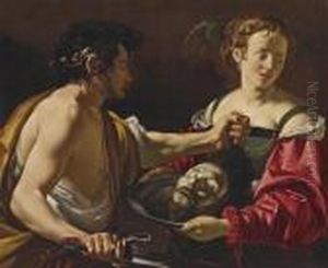 Salome Receiving The Head Of Saint John The Baptist by Claude Mellan