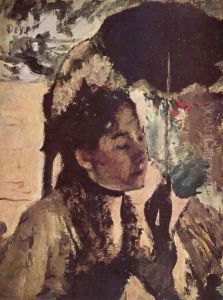 In the Tuileries woman with a parasol by Edgar Degas