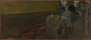 Dancers in the Rehearsal Room with a Double Bass by Edgar Degas