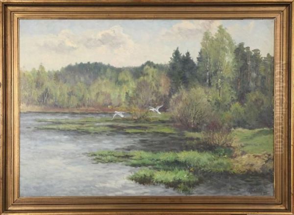 Landskap Med Masar, Signerad Rolf Mellstrom 1941 - view 1