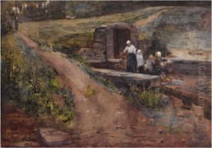 Washerwomen At Gres by Arthur Melville
