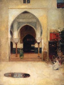 An Oriental Courtyard by Arthur Melville