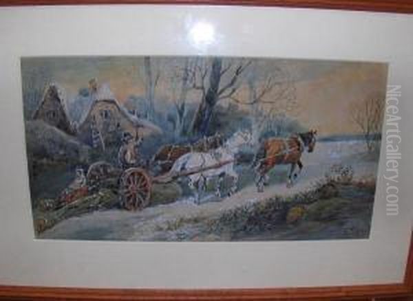 Horse Drawn Wagon By A Cottage - view 1