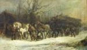 "timber Wagon". Signed Harden S. Melville And Dated 1880 L/l. by Harden Sidney Melville