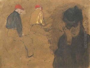Deux jockeys - Femme à la lorgnette by Edgar Degas