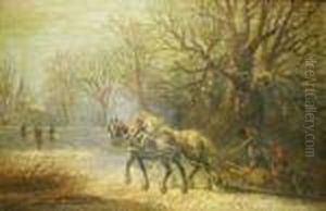 Thehorse-drawn Sled In A Snowy Landscape
