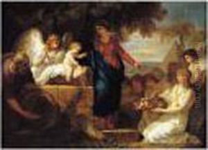 La Sainte Famille Servie Par Les Anges Pendant La Fuite En Egypte (1796) by Francois-Guillaume Menageot