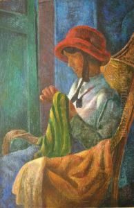 Jeune Femme A La Couture by Maurice Mendjisky