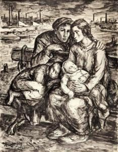 Osamotnienie Rodziny (z Serii Kombatanci Getta Warszawskiego) by Maurice Mendjisky