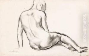 Nu Assis De Dos. by Maurice Mendjisky