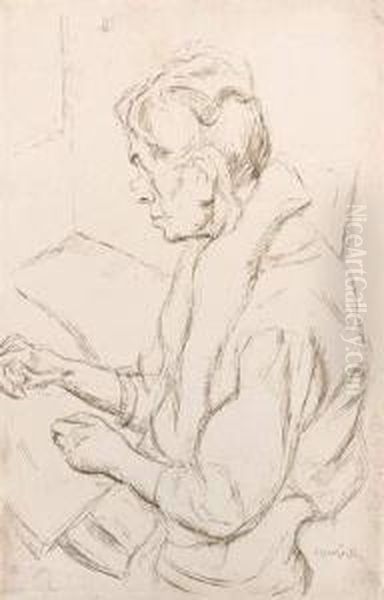 Femme Peintre Dessinant. - view 1