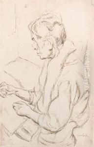 Femme Peintre Dessinant.