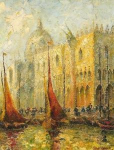 Polnischer Neoimpressionist,hier: Genreszene Vor