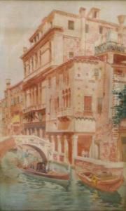 Venice Canal Scene by Carlo Menegazzi