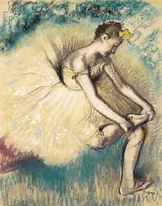 Danseuse attachant sa chaussure by Edgar Degas