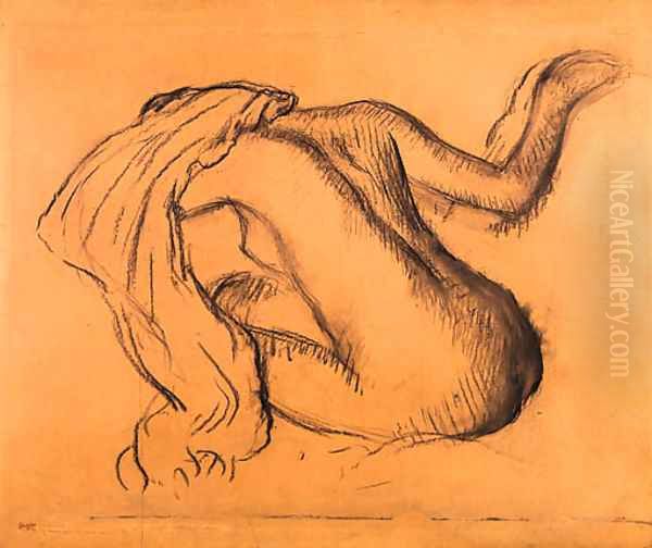 Femme nue assise, s'essuyant - view 1