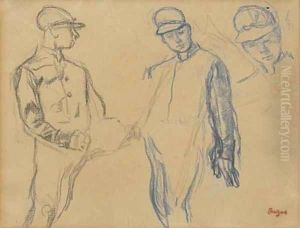 Jockeys (trois etudes) by Edgar Degas