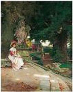 Dame Im Garten (woman In A Garden) by Wilhelm Menzler Casel