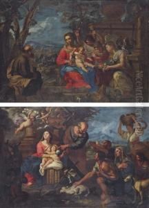 The Nativity; And The Adoration Of The Shepherds by Giovanni Battista Merano