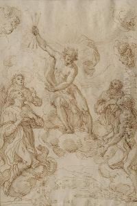 The Intercession Of St Roch, St
Catherine Of Siena, St Sebastian And St Francis With Christ by Giovanni Battista Merano