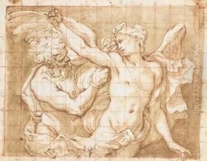 Daedalus Attaching Wings To Icarus by Giovanni Battista Merano