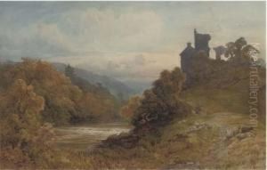 Sheep Grazing Above A River Landscape