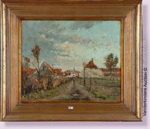 L'entree Du Village by Jules Merckaert