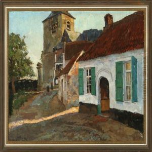 Street Scene In Belgium by Jules Merckaert