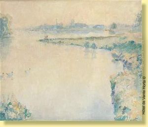 Lever De Brume Sur L'etang by Jules Merckaert