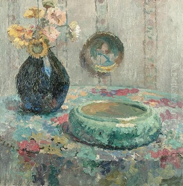 Still Life Of Flowers In A Blue Vase - view 1