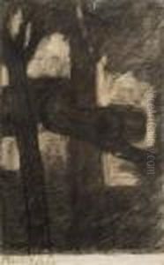 Figura Tra Gli Alberi Controluce by Rubaldo Merello