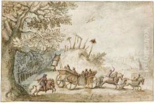 Landscape With A Coach And Four Driving From Woods Past A Gibbet, Towards A Town