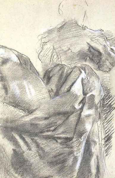 Femme vue de dos, etude de drape de la traine de sa robe - view 1