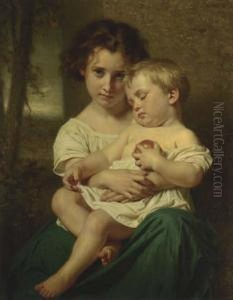 Jeune Fille Tenant Un Enfant Endormi - view 1
