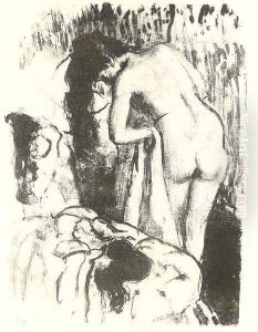 Nude Woman Standing, Drying Herself by Edgar Degas