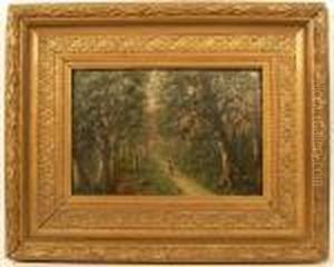 Strada Nel Bosco Con Figure by Camillo Merlo