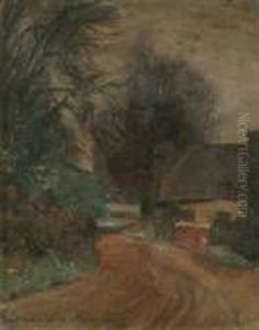 A Village,possibly Hurstbourne Tarrant by Anna Lea Merritt