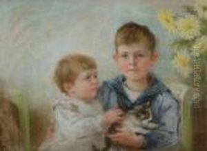 Boy And A Child With A Kitten