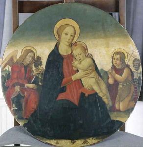 Madonna and Child with Archangel Raphael and St. John, c.1490 by Jacopo Del Sellaio