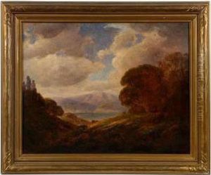 Extensive California Landscape Withblooming Fields, Lake And Mountains. by Jules Mersfelder