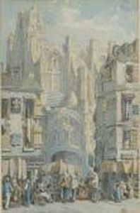 Market Scene With Cathedral Market Scene With Cathedral
