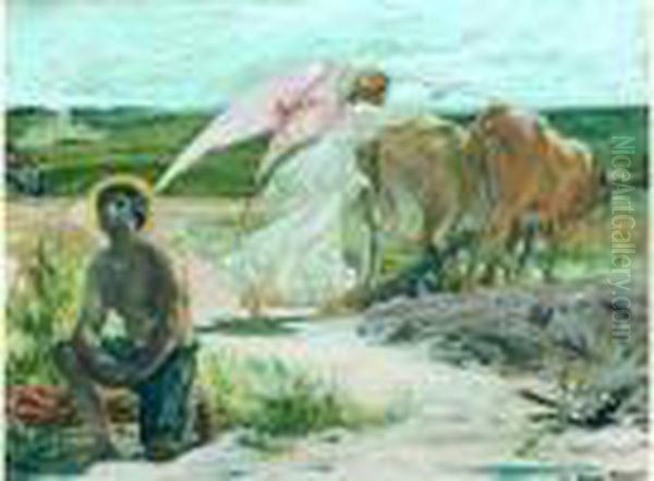 Ange Labourant Et Saint En Priere - view 1