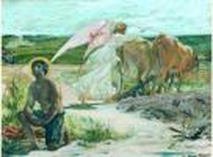 Ange Labourant Et Saint En Priere by Luc-Olivier Merson