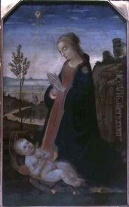 Madonna and Child in a Landscape by Jacopo Del Sellaio