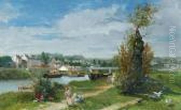 Enfants Jouant Sur Les Bords De La Seine A Bougival (1880) - view 1