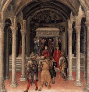 Quaratesi Altarpiece- Pilgrims at the Tomb of St Nicholas of Bari 1425 by Gentile Da Fabriano