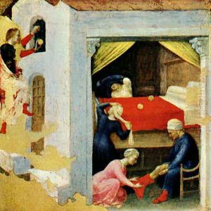 Quaratesi Altarpiece- St. Nicholas and three poor maidens 1425 by Gentile Da Fabriano