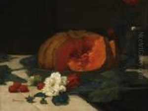 Stilleven Met Pompoen In Een Groene Schaal
