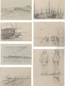 Four Sketchbooks: Including
Figure, Animal And Tree Studies, Landscapes, Seascapes, And Agricultural
Scenes by Sientje Mesdag Van Houten